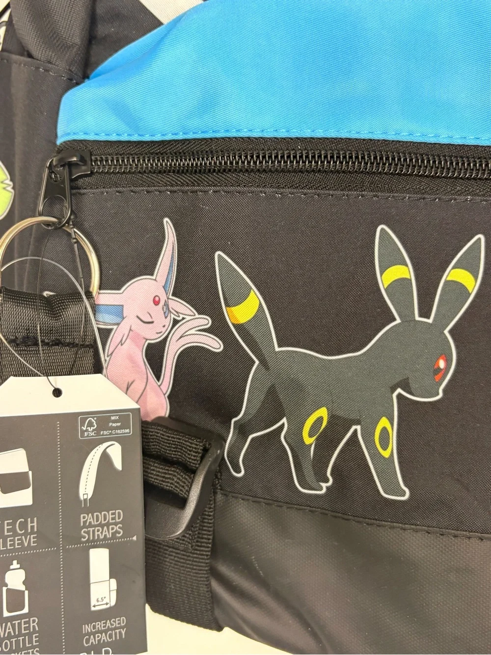 Bioworld Pokemon Eevee EVOLUTIONS Black & Blue Backpack NWT